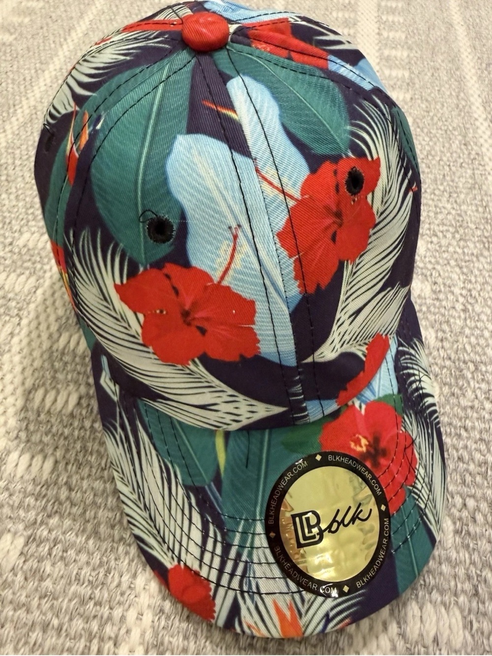 BLK Headwear Tropical Floral Hibiscus Baseball Cap Hat OS - Picture 2 of 7